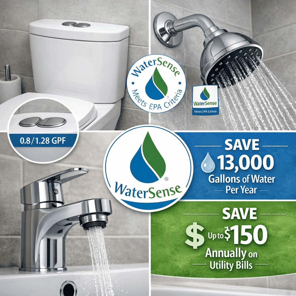 WaterSense certified fixtures and water savings
